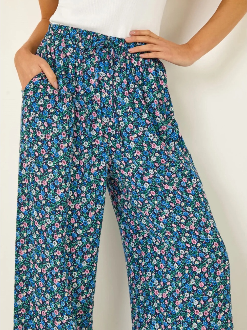 NWT Sandro Floral Print Wide Leg Pant size FR 34/US 2